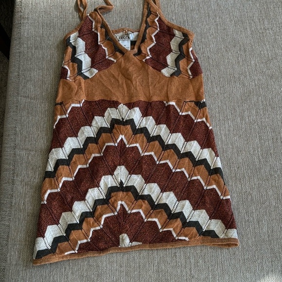 Lucca metallic brown 1970’s retro vibe style knit tank top size medium - Picture 1 of 12